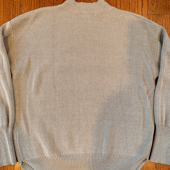 Legoe Heritage Cotton Blend Crewneck Side Slit Sweater | Gray | 0 - US 4/SMALL - Picture 9 of 10